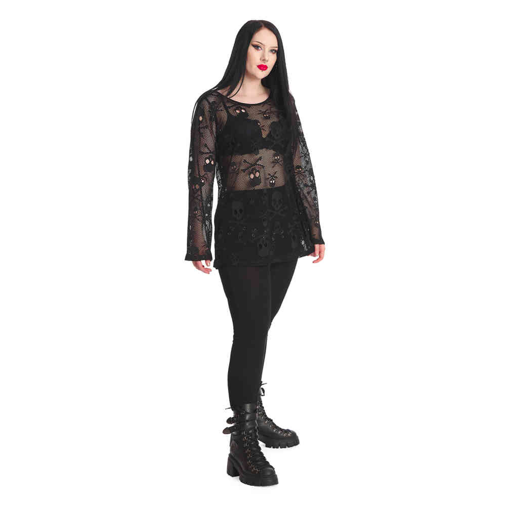 Banned - Bff Net Lange ärmel top - Schwarz